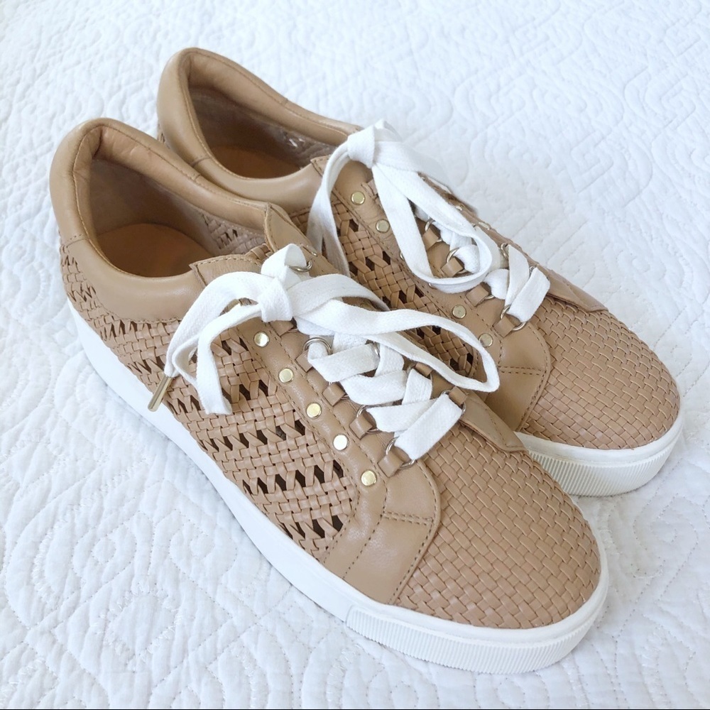 Joie Handan Tan Basket Weave Woven Sneakers NWOB